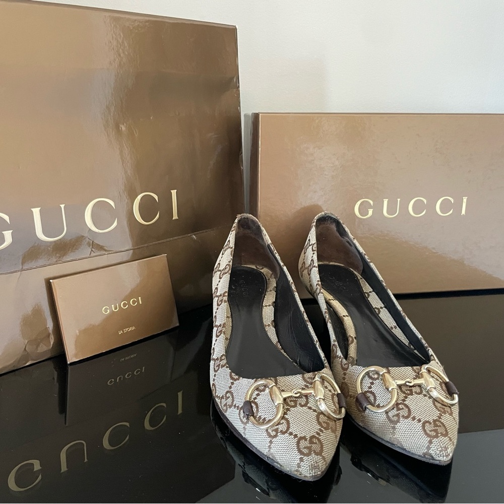 Authentic Gucci Monogram Kitten Heel shoes 36